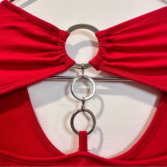 🛍️4 for 20$ / Anonyme Rushed Ring Short Sleeve Tunic Top Fiited / Red / S - Picture 7 of 10